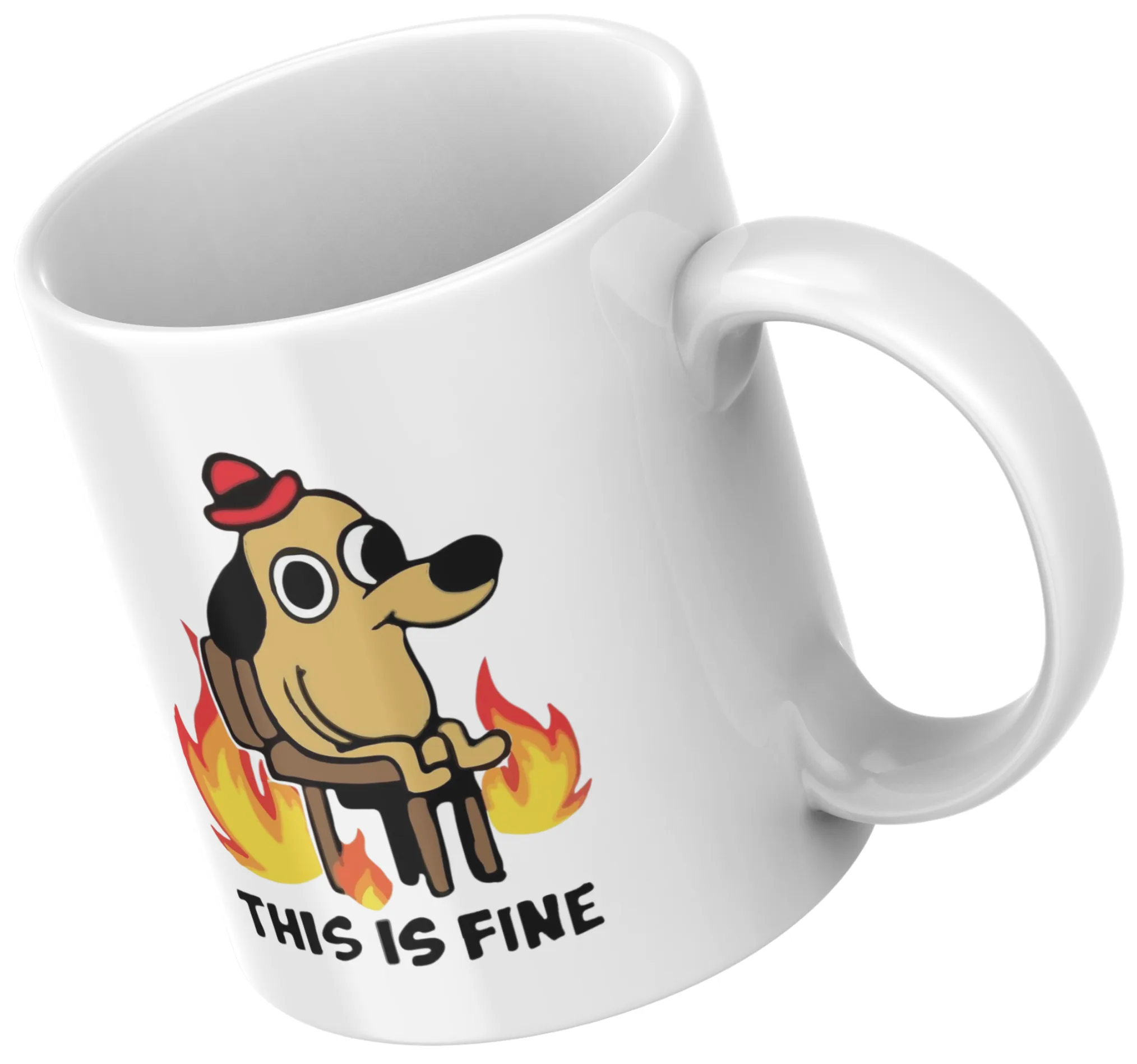 KUBEK pies THIS IS FINE mem - pożar - śmieszny na prezent - obrazek 3
