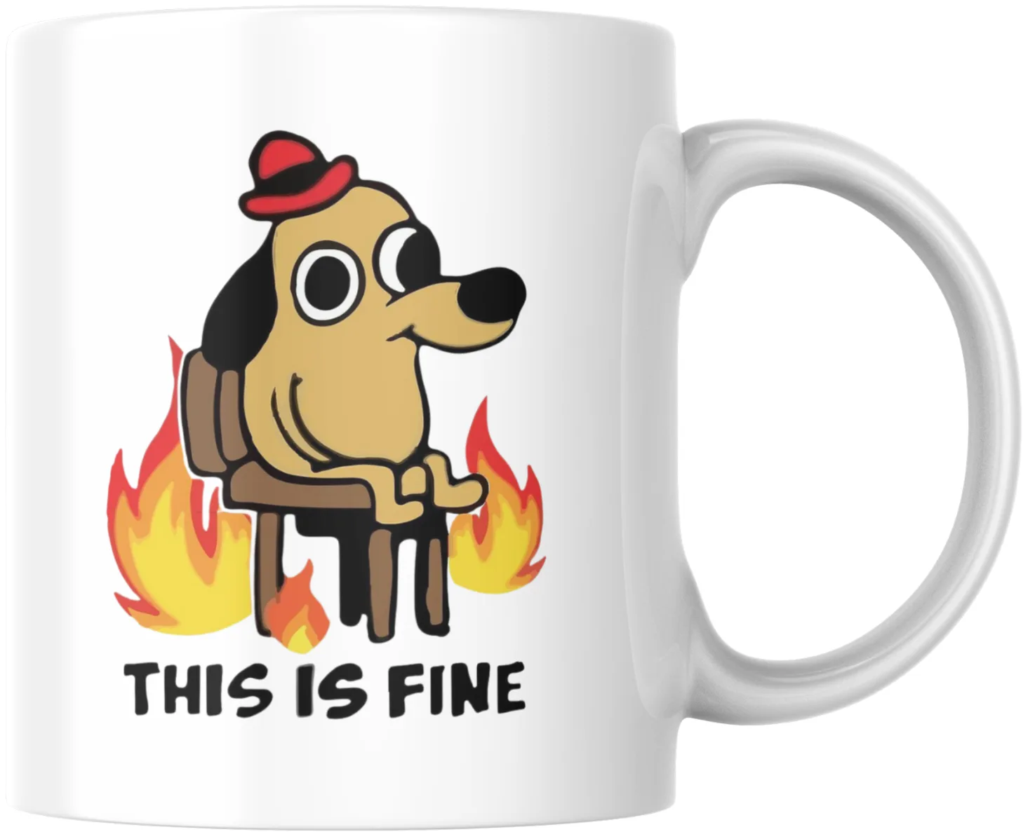 KUBEK pies THIS IS FINE mem - pożar - śmieszny na prezent